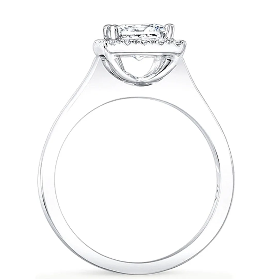 Flush Fit Pave Halo Diamond Engagement Ring