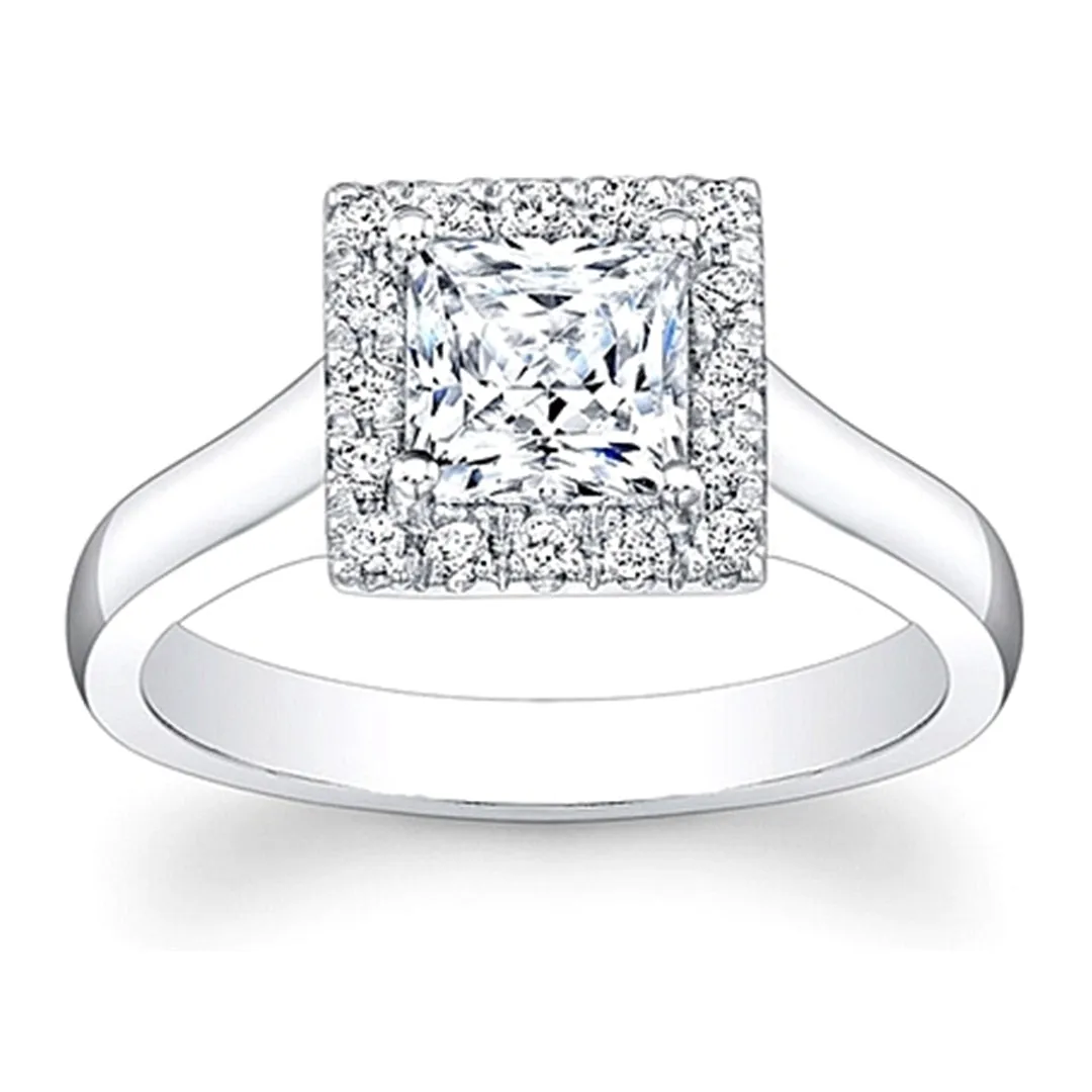 Flush Fit Pave Halo Diamond Engagement Ring
