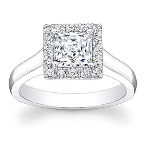 Flush Fit Pave Halo Diamond Engagement Ring