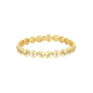 Fluted Gold & Diamond Eternity Disc Bracelet
