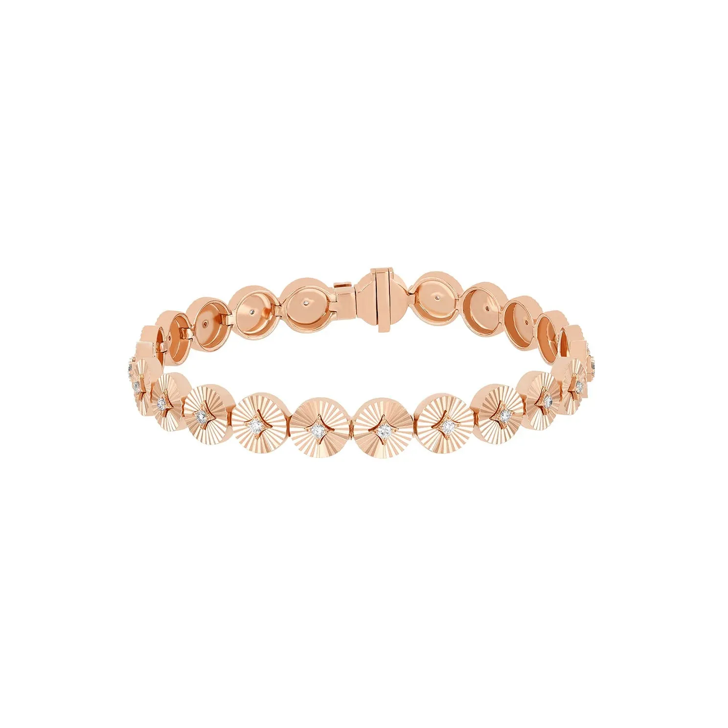 Fluted Gold & Diamond Eternity Disc Bracelet