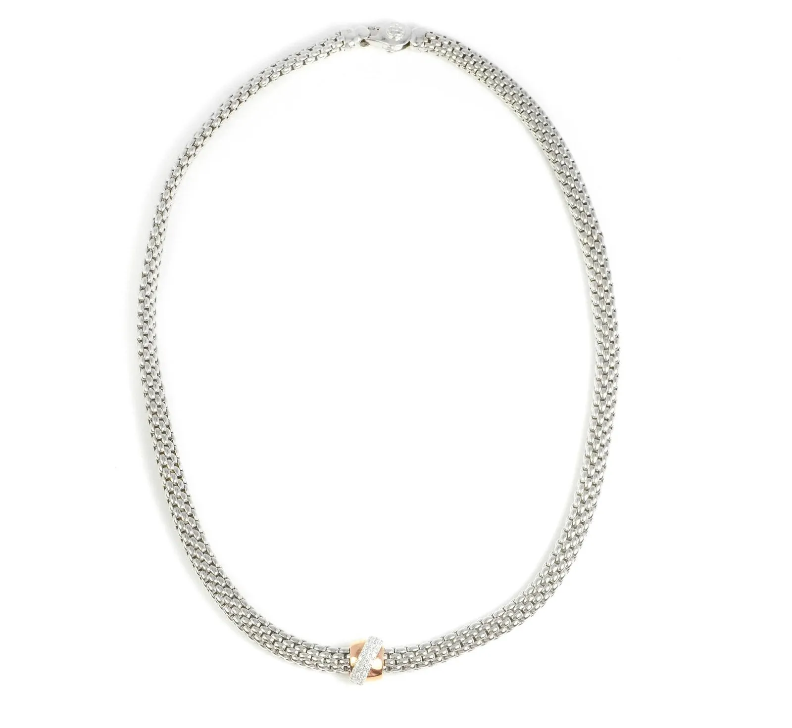 Fope Flex it Vendome 18ct White Gold, Rose Gold & 0.11ct Diamond Necklace