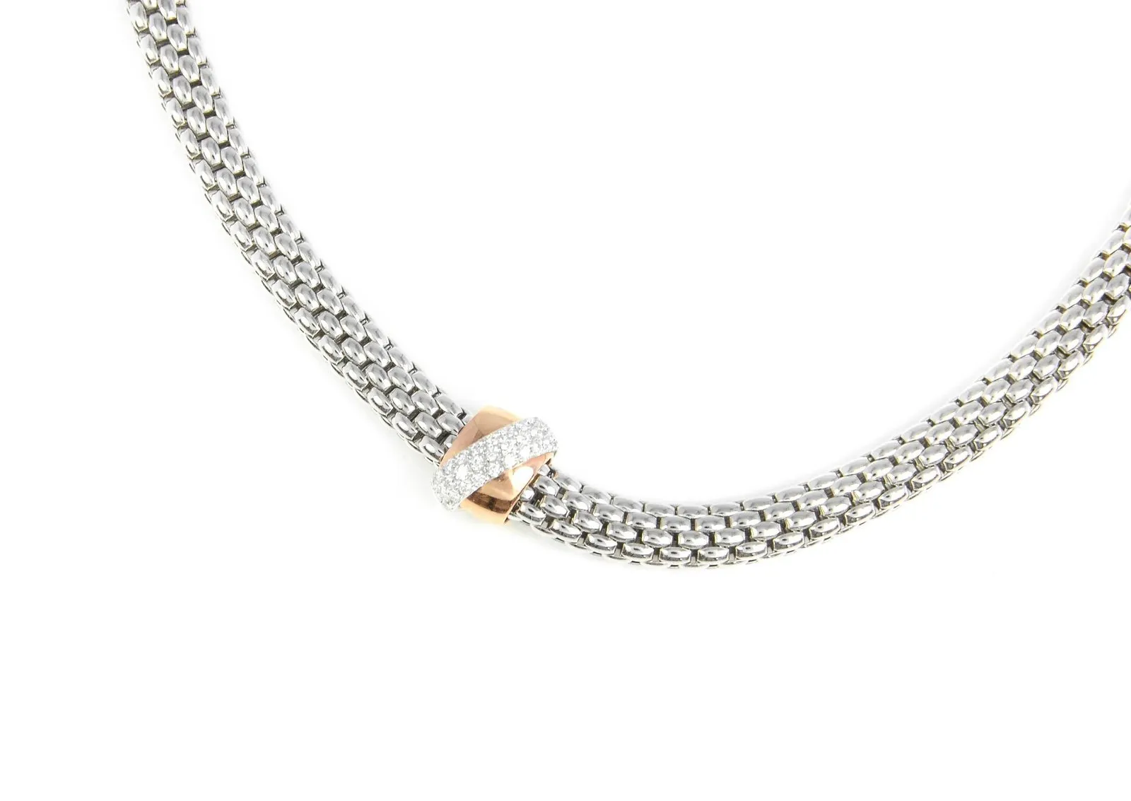 Fope Flex it Vendome 18ct White Gold, Rose Gold & 0.11ct Diamond Necklace