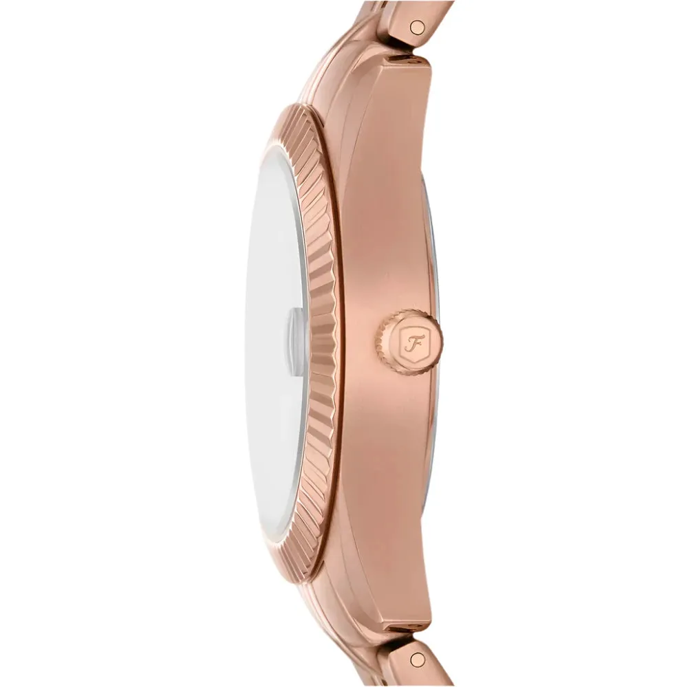 Fossil Scarlette Ladies Three-Hand Date Rose Gold-Tone Stainless Steel Watch