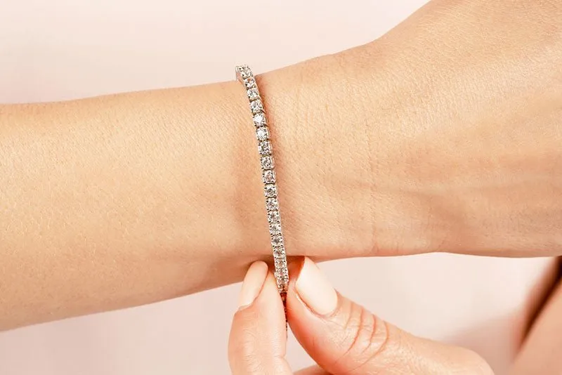 Four Prong Classic Lab-Grown Diamond Tennis Bracelet with 6.13 ct.(finished) 3.2mm