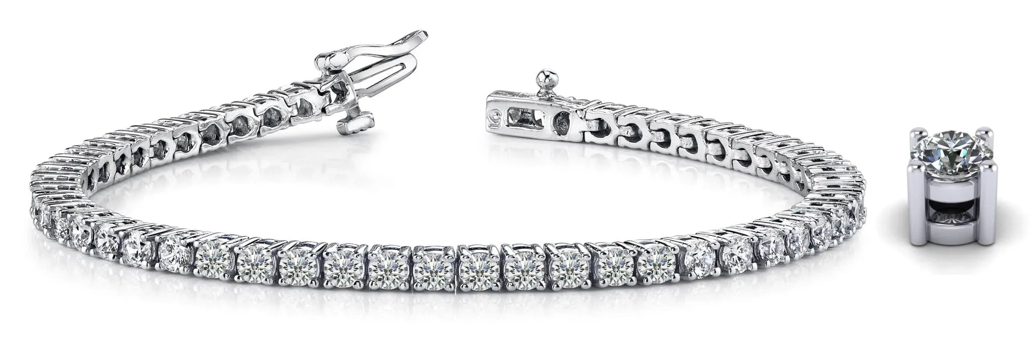 Four Prong Classic Lab-Grown Diamond Tennis Bracelet with 6.13 ct.(finished) 3.2mm