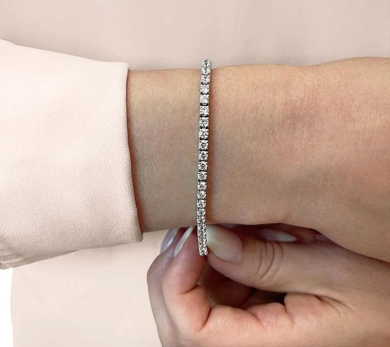 Four Prong Classic Lab-Grown Diamond Tennis Bracelet with 6.13 ct.(finished) 3.2mm