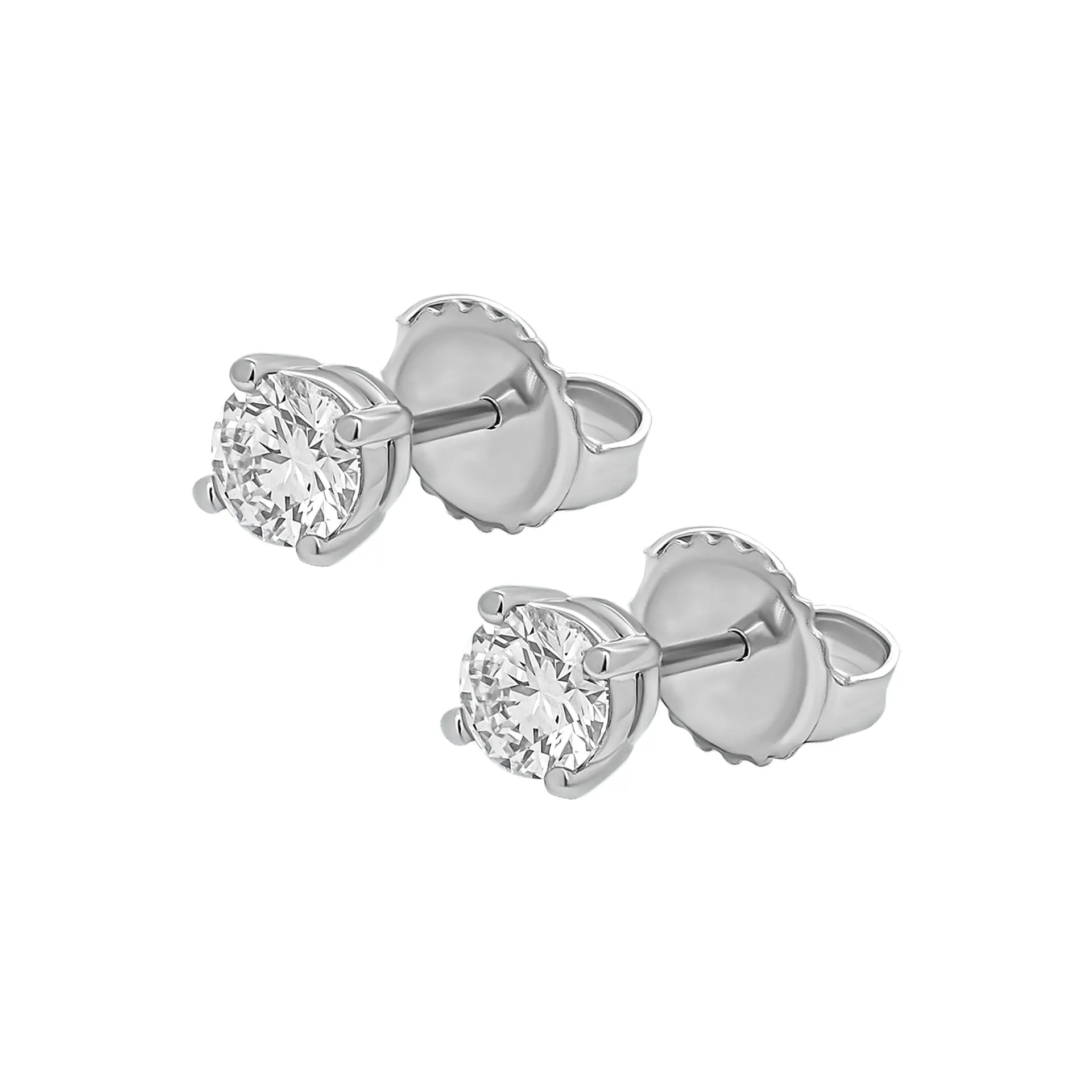 Four-Prong Round Diamond Stud Earrings in Platinum