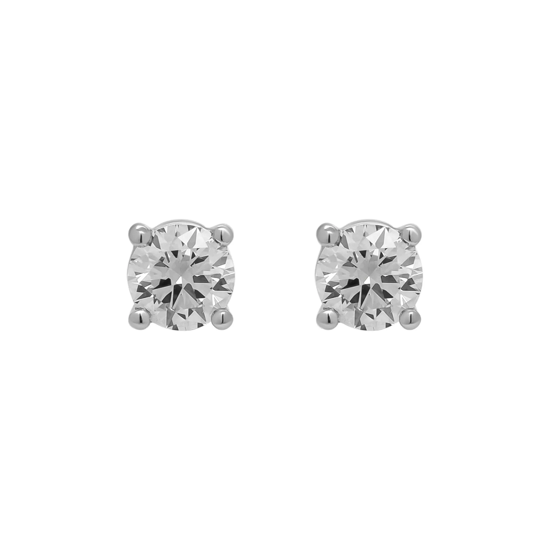 Four-Prong Round Diamond Stud Earrings in Platinum