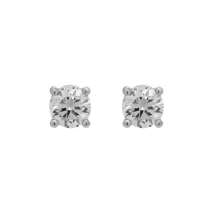 Four-Prong Round Diamond Stud Earrings in Platinum