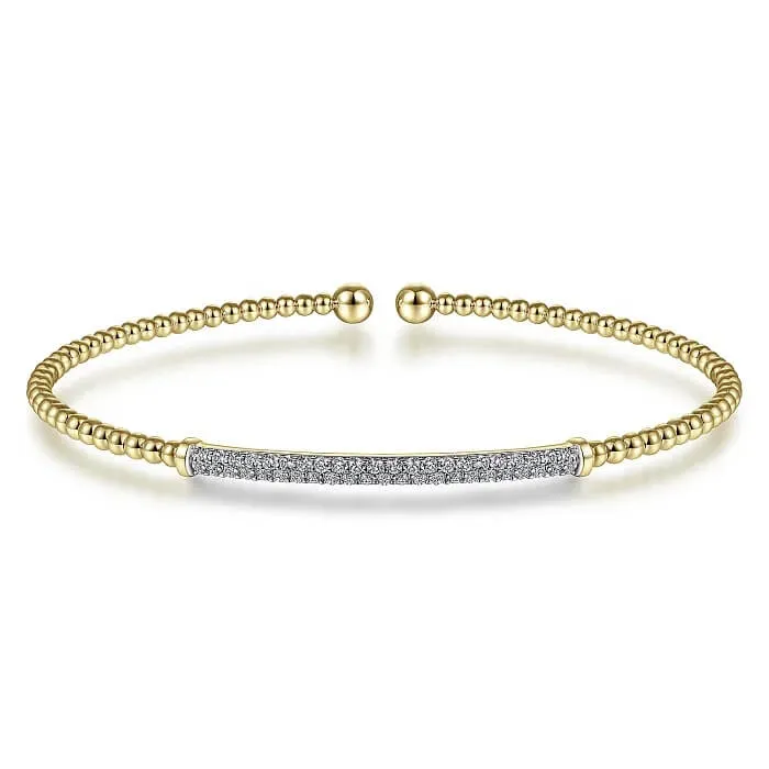 Gabriel & Co. 14K Yellow Gold Bujukan Diamond Bar Split Bangle BG4262-65Y45JJ