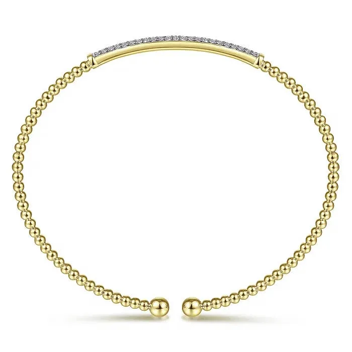 Gabriel & Co. 14K Yellow Gold Bujukan Diamond Bar Split Bangle BG4262-65Y45JJ