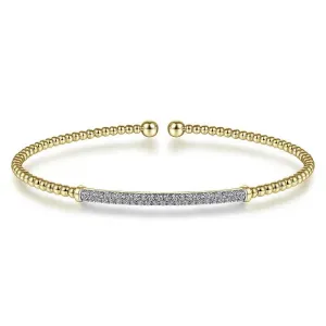 Gabriel & Co. 14K Yellow Gold Bujukan Diamond Bar Split Bangle BG4262-65Y45JJ
