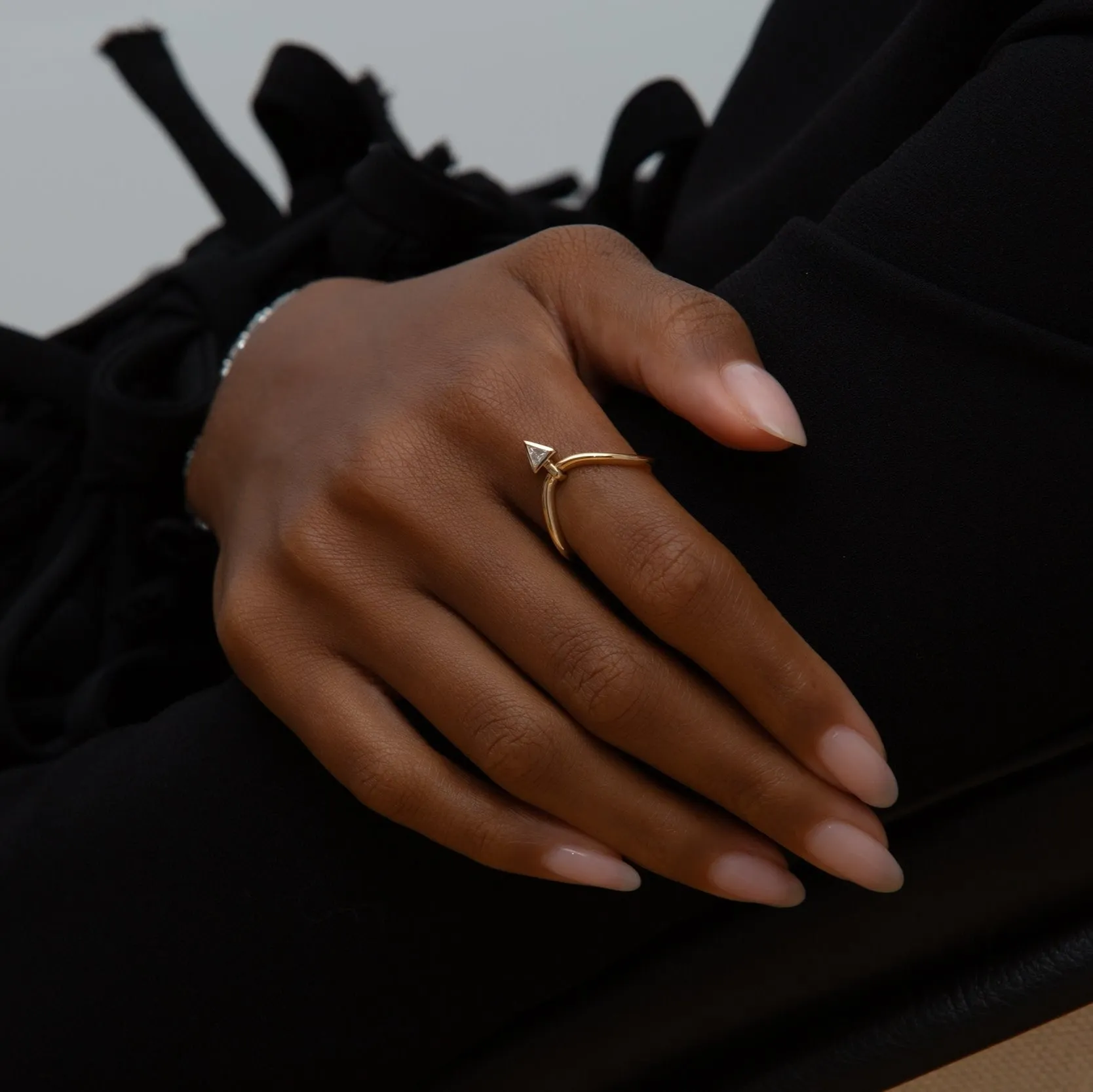 Gaudí Curve Ring with Golden Triangle