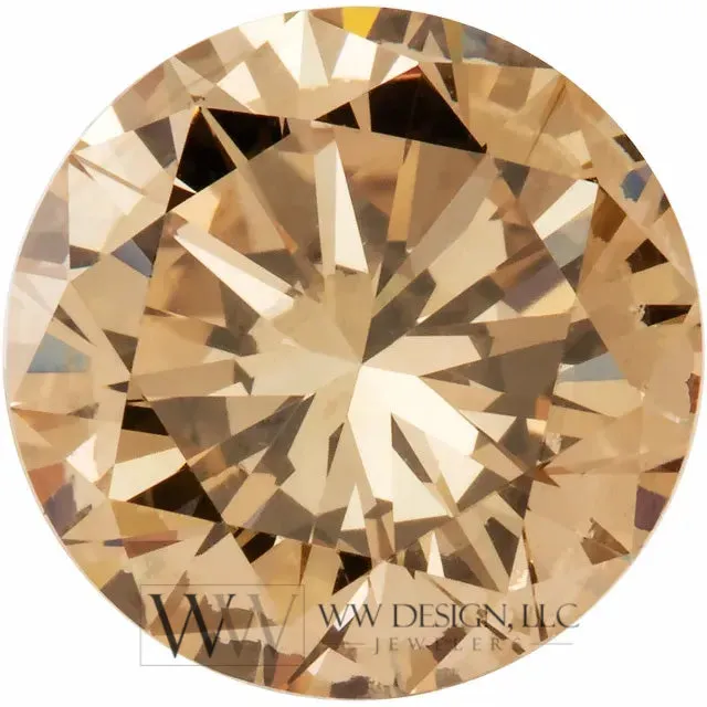 Genuine 2 ctw Champagne DIAMOND Earring Studs 6.5mm 2 ctw (each 1ct) Post w/ 14k Solid Gold (Yellow, Rose, White) Silver, Platinum Brown Diamond Studs