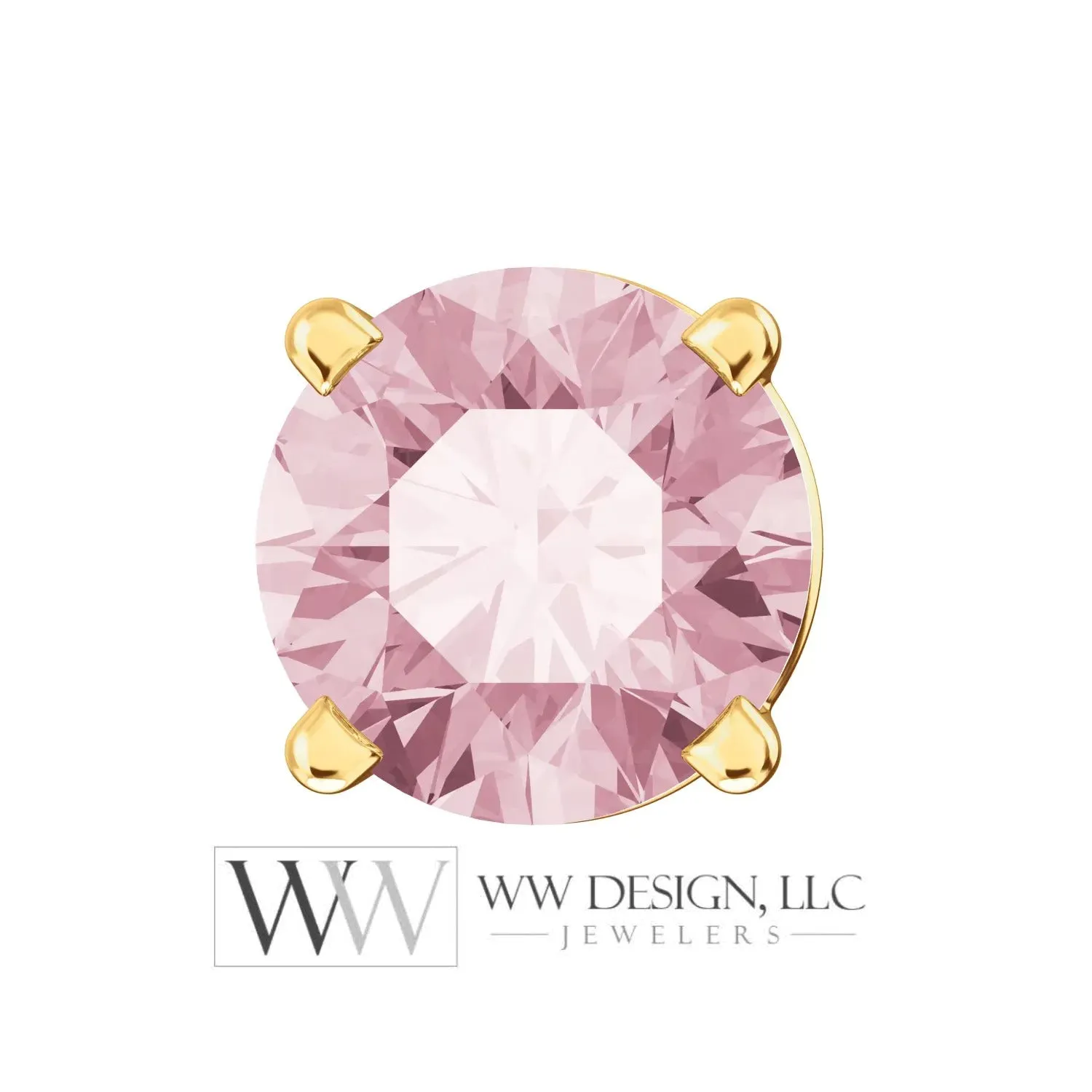 Genuine AA Pink Morganite Earring Studs 5mm 0.96 ctw (each 0.48cts) Post w/ 14k Solid Gold (Yellow, Rose, White)Silver, Platinum Studs
