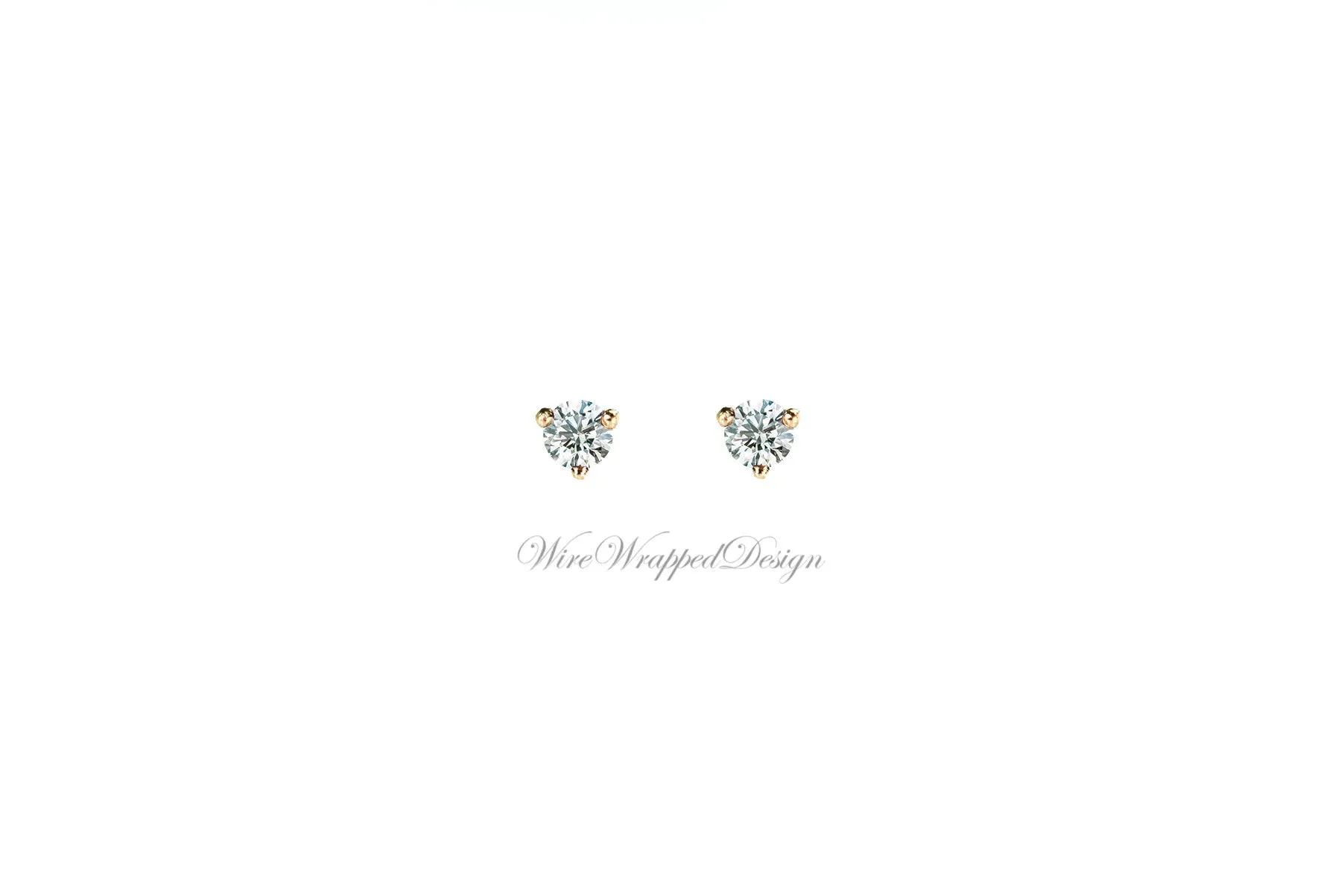 Genuine F  VS DIAMOND Earring Studs 3mm 0.20 ctw (each 0.1cts) Post w/ 14k Solid Gold (Yellow, Rose, White), Silver, Platinum Lobe Cartilage