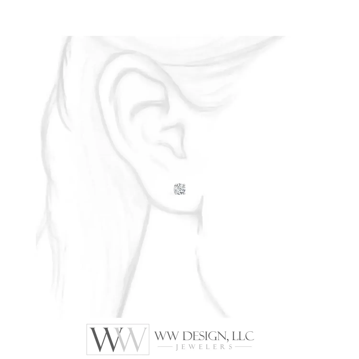 Genuine F  VS DIAMOND Earring Studs 4mm 0.5 ctw (each 0.25 cts) Post w/ 14k Solid Gold (Yellow, Rose, White)Silver, Platinum Lobe Cartilage