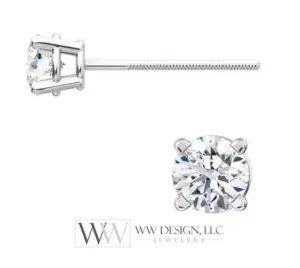 Genuine F  VS DIAMOND Earring Studs 4mm 0.5 ctw (each 0.25 cts) Post w/ 14k Solid Gold (Yellow, Rose, White)Silver, Platinum Lobe Cartilage