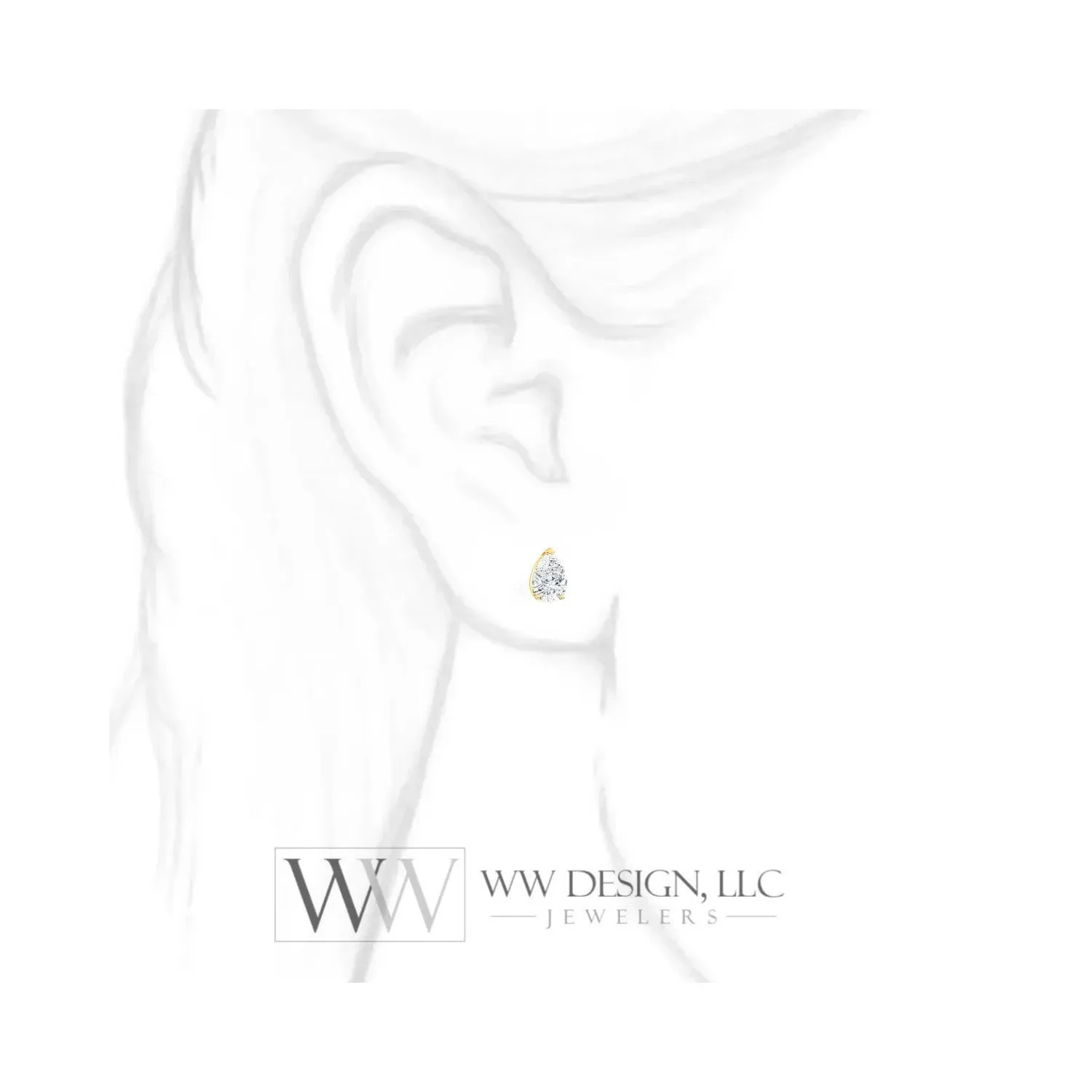 Genuine F  VS DIAMOND Earring Studs Pear 6x4mm 0.66 ctw (each 0.33cts) Post w/ 14k Solid Gold (Yellow, Rose, White), Silver, Platinum Studs