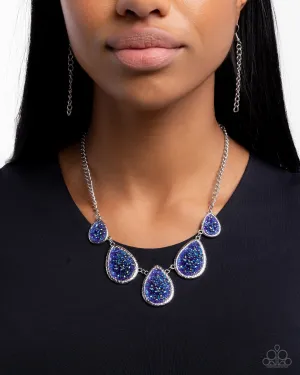 Geode Gamut - Multi - Blue Druzy Teardrop Paparazzi Short Necklace