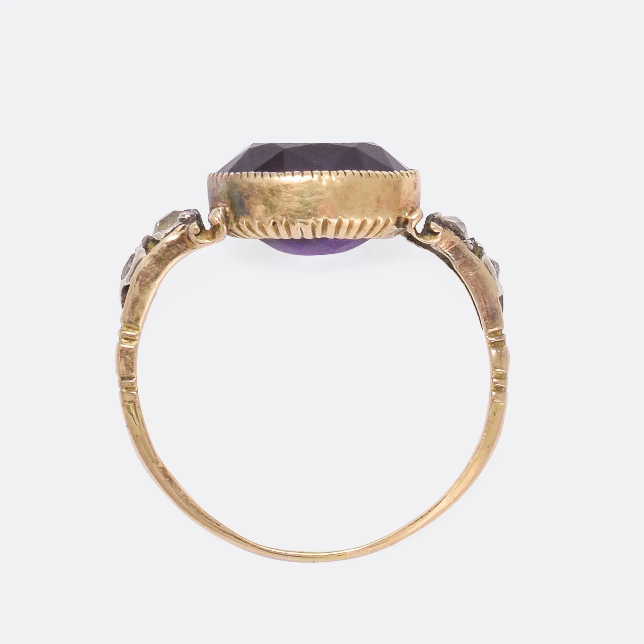 Georgian Amethyst & Diamond Solitaire Ring