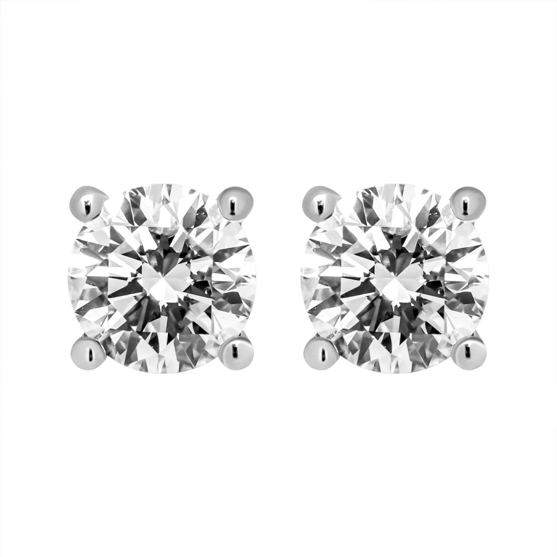 GIA Certified 1.01 carat each round shape 4 prongs studs in Platinum
