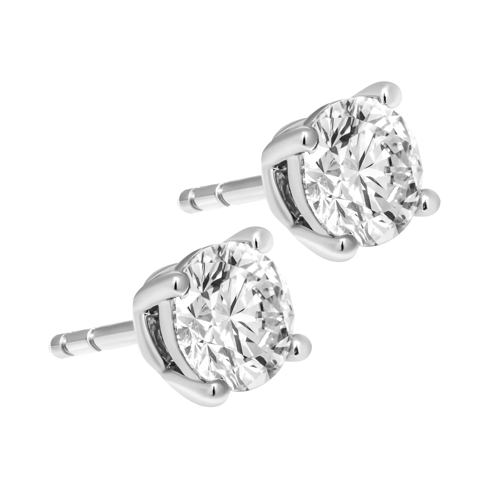 GIA Certified 1.01 carat each round shape 4 prongs studs in Platinum