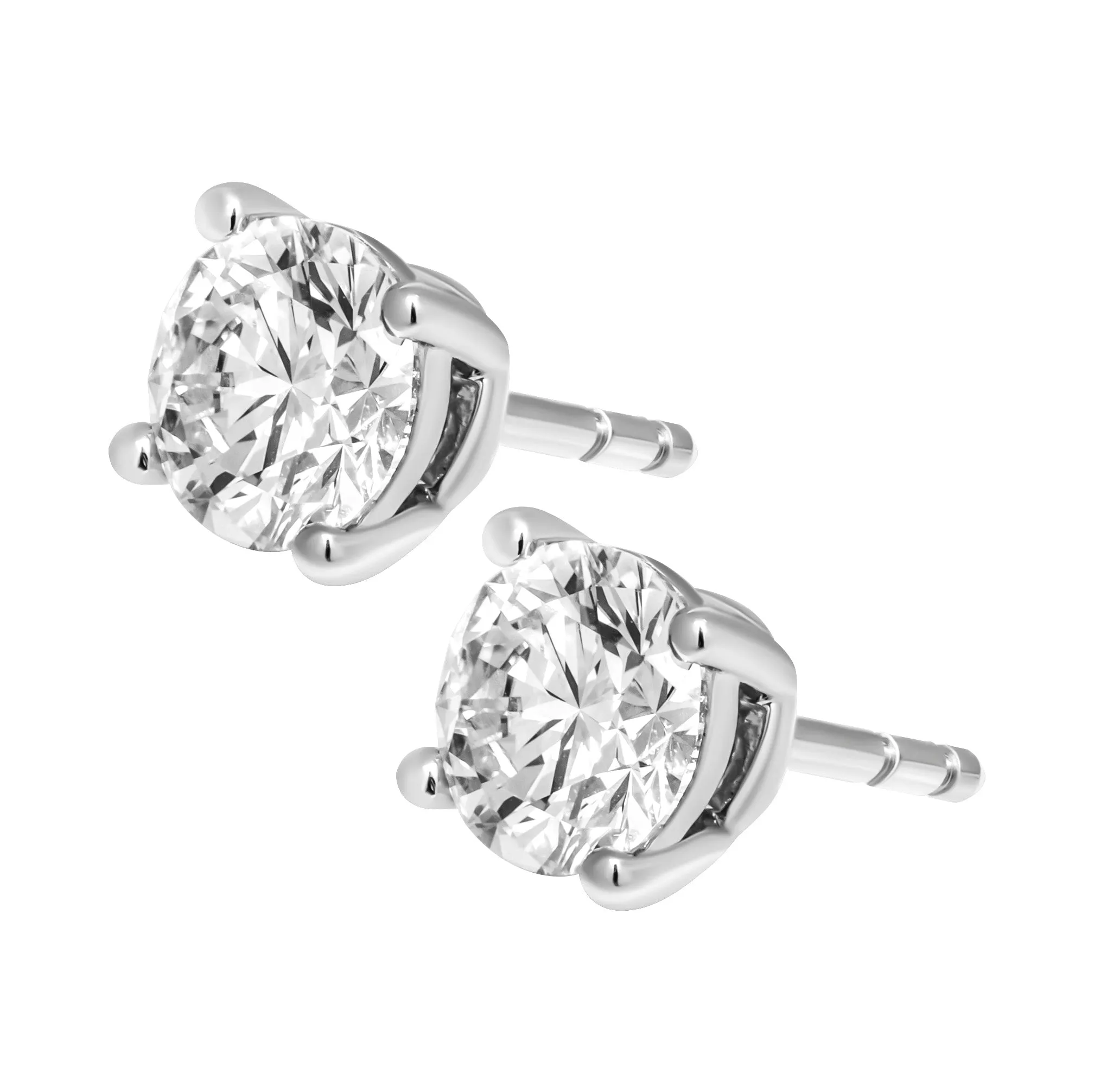 GIA Certified 1.01 carat each round shape 4 prongs studs in Platinum