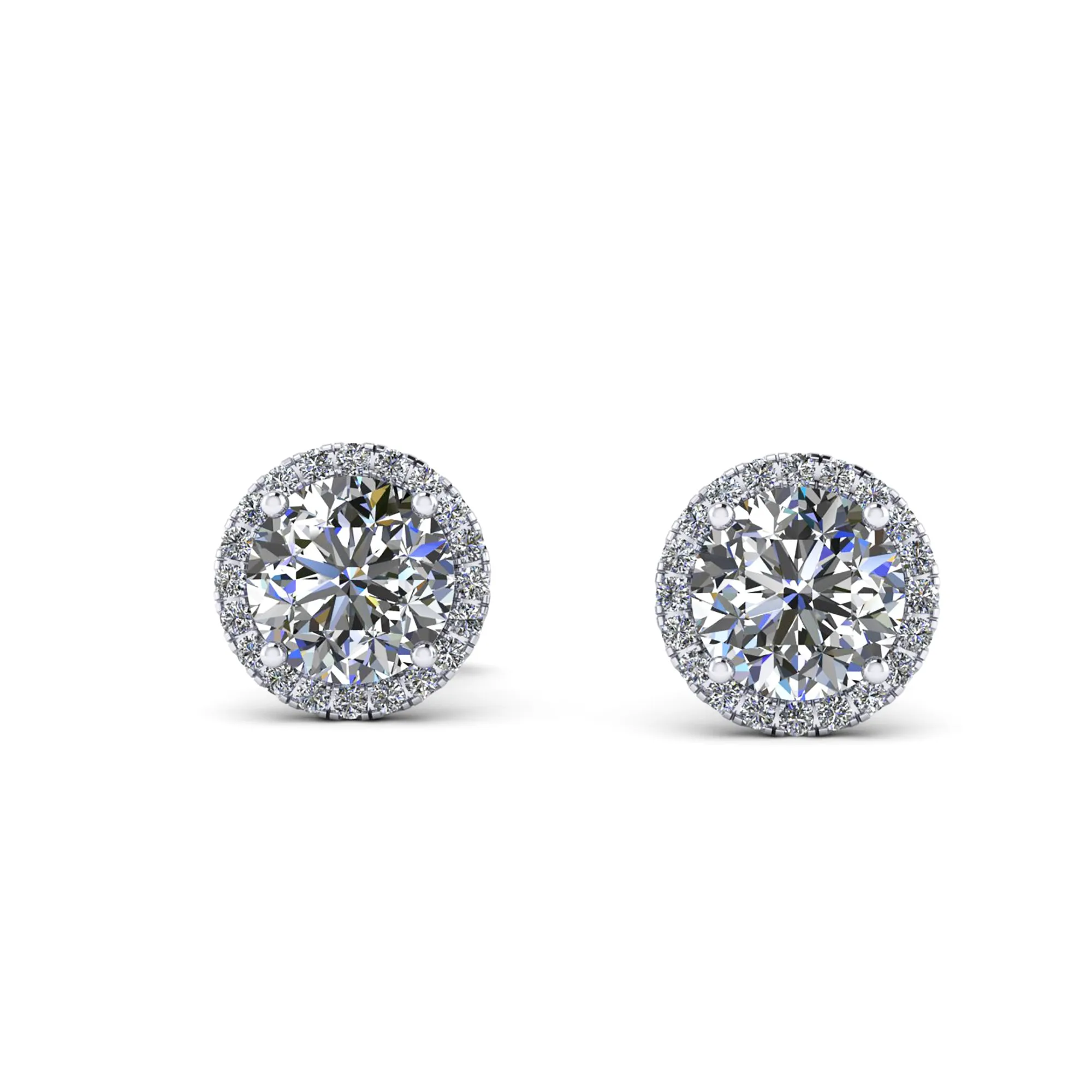 GIA Certified 2.26 Carat Diamonds Platinum Halo Stud Earrings Screw Back Post