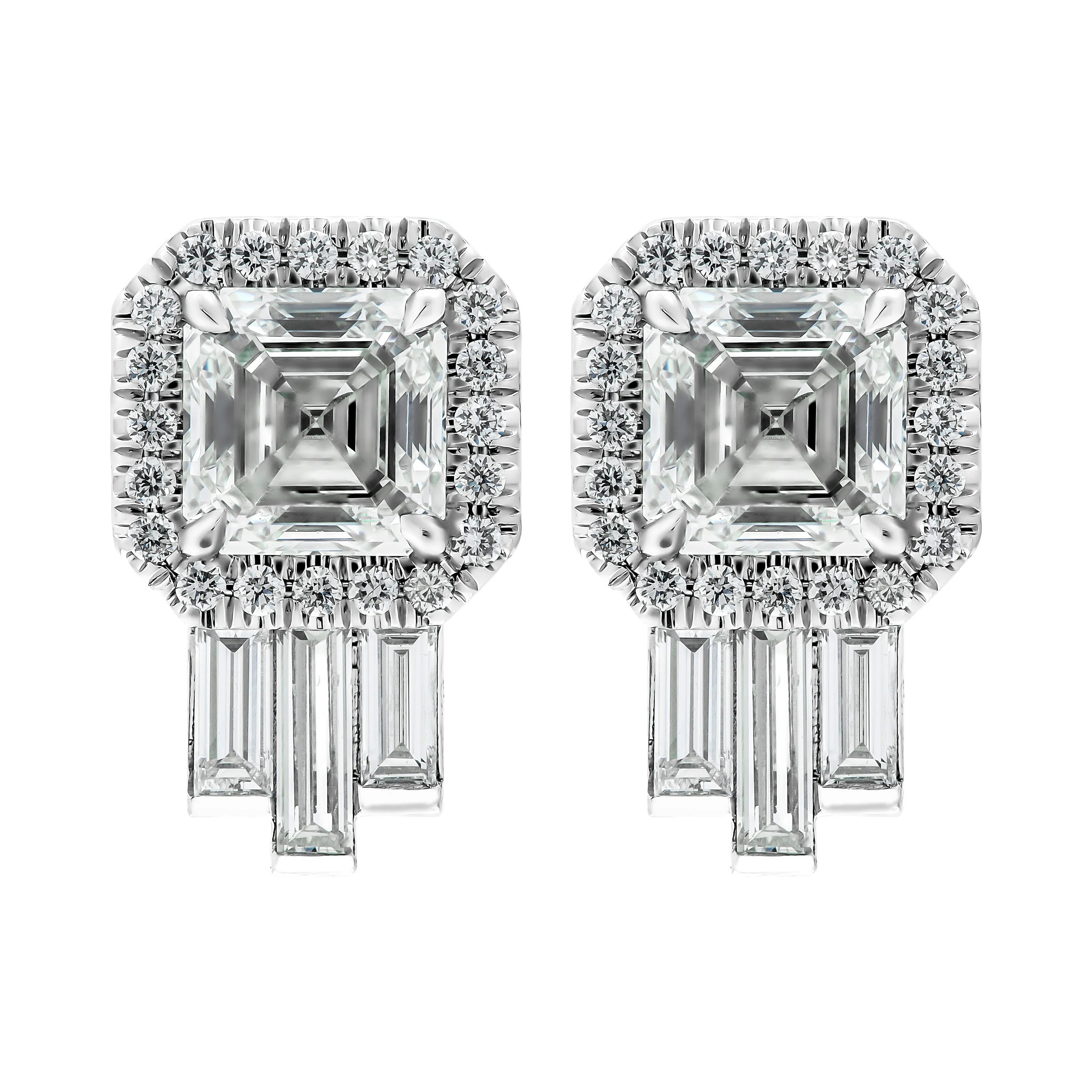 GIA Certified Artdeco Asscher Diamond Studs