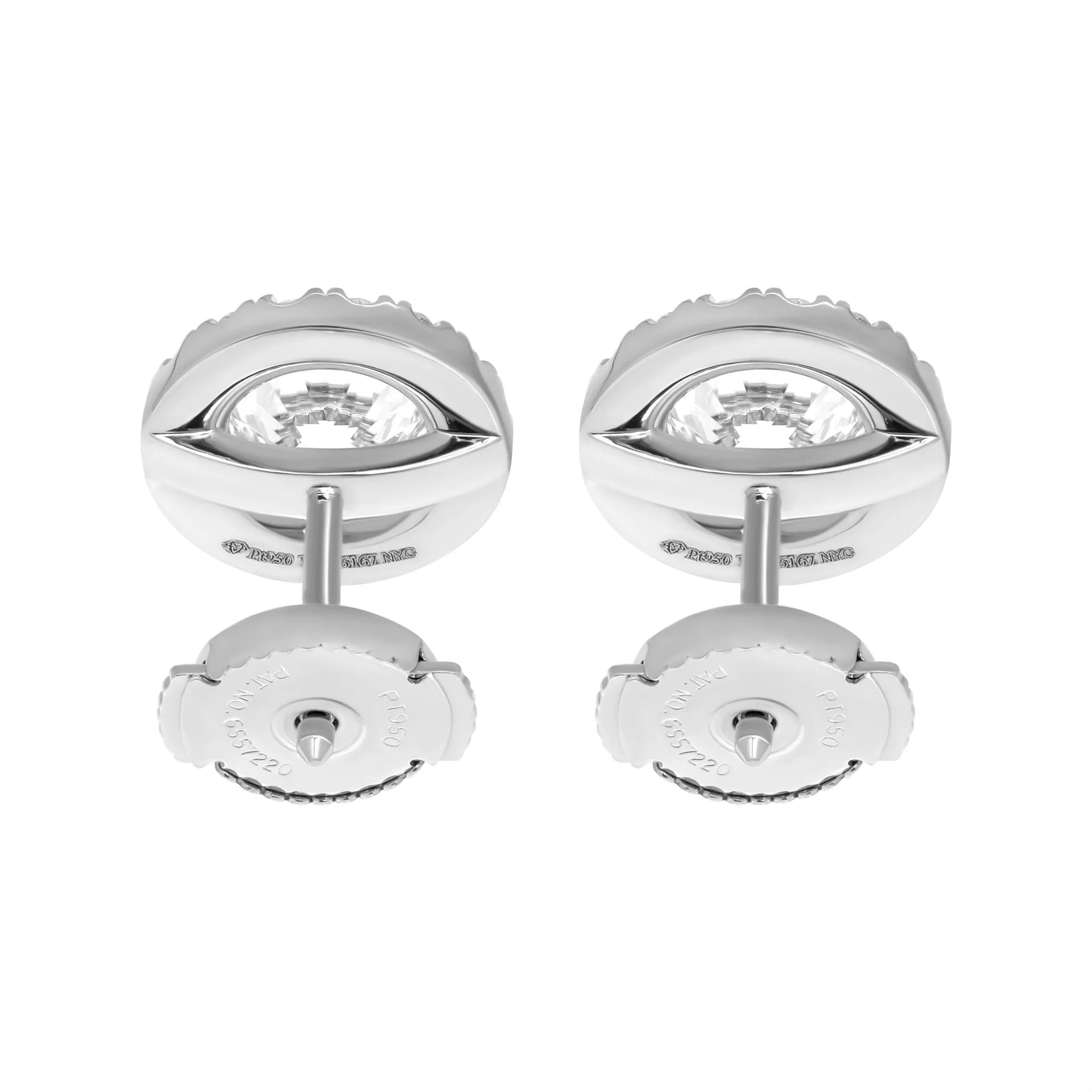 GIA Certified Classic Halo Studs in Platinum 1.22 Carat