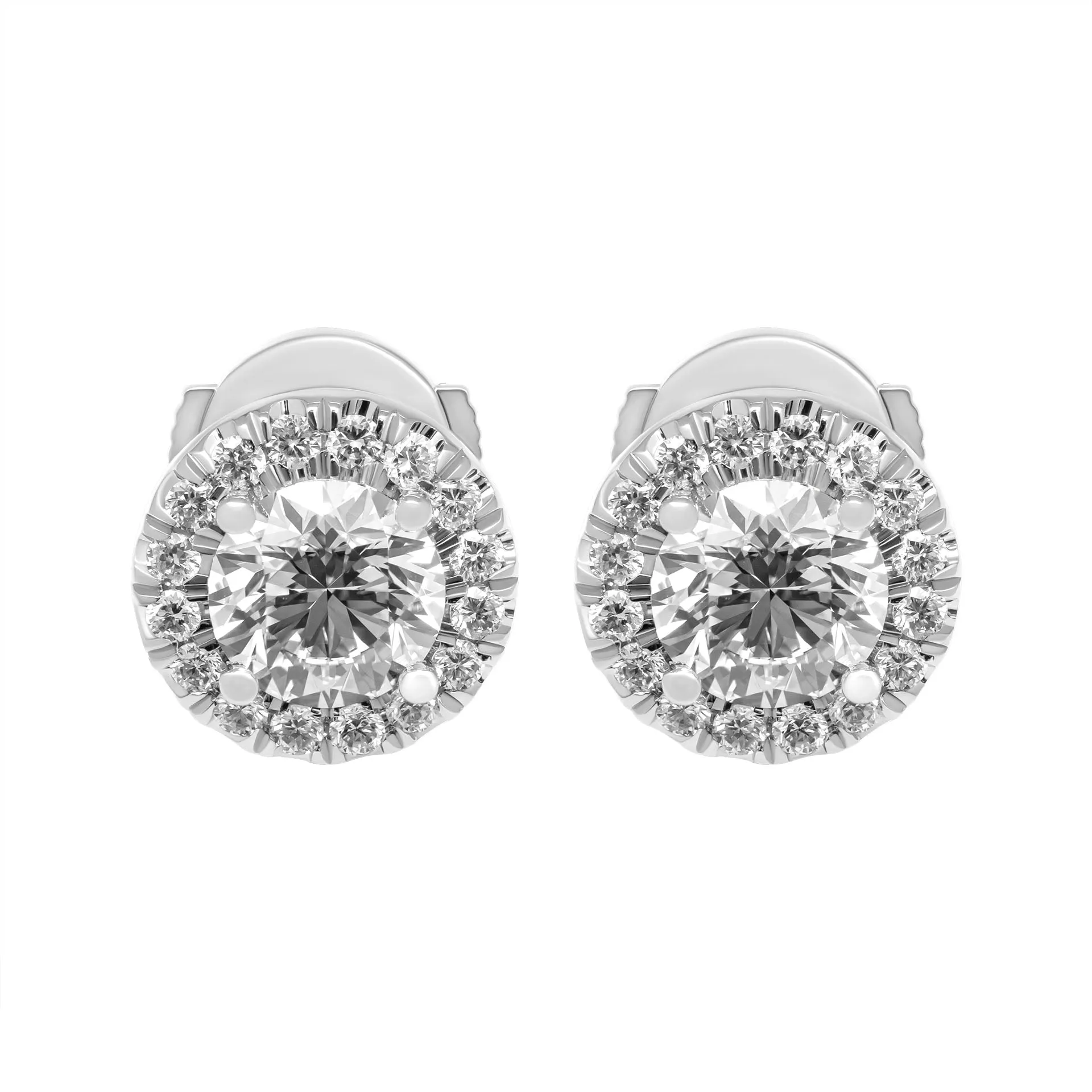 GIA Certified Classic Halo Studs in Platinum 1.22 Carat