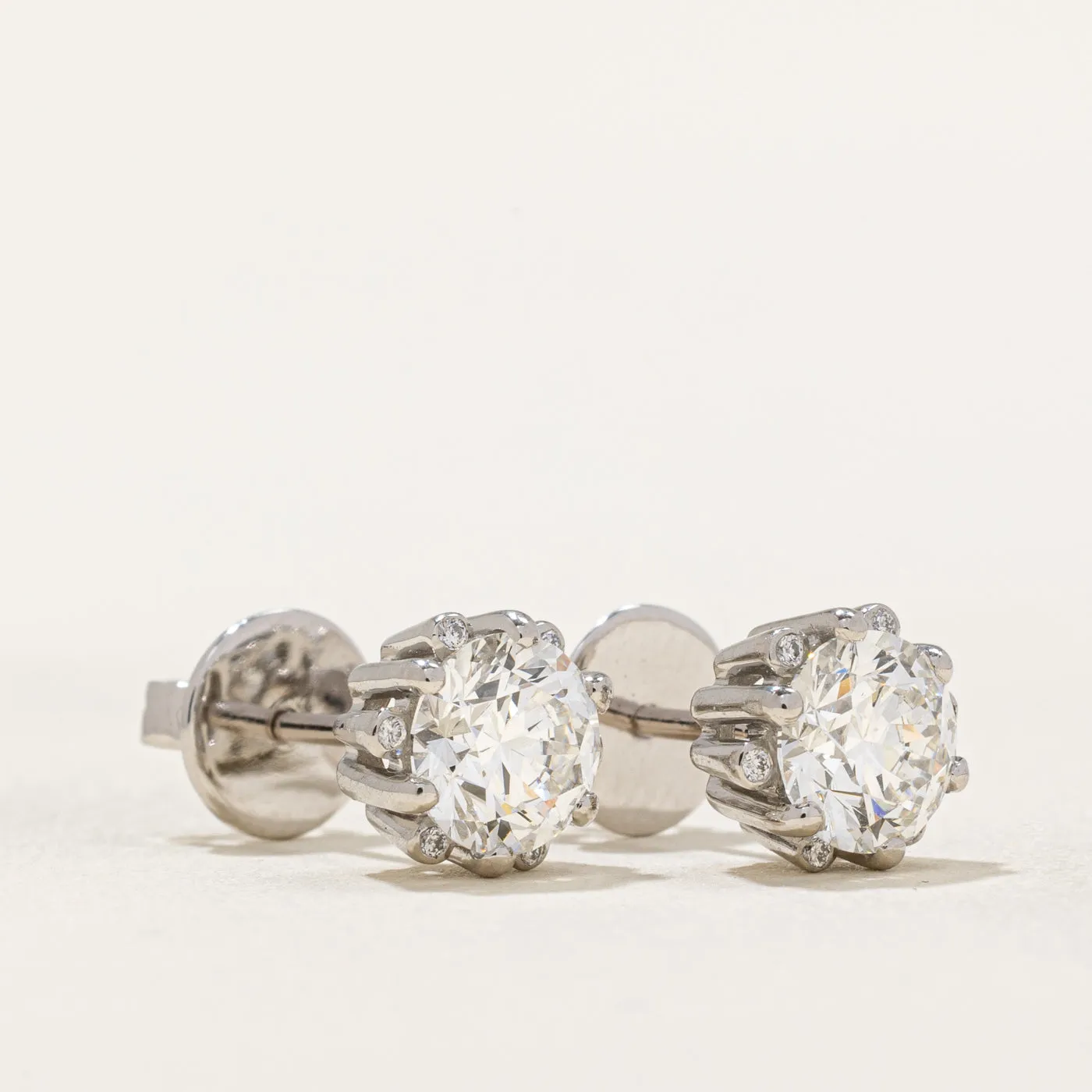 GIA Certified Diamond Stud Earrings | 2.08ctw VVS2 G Ex |