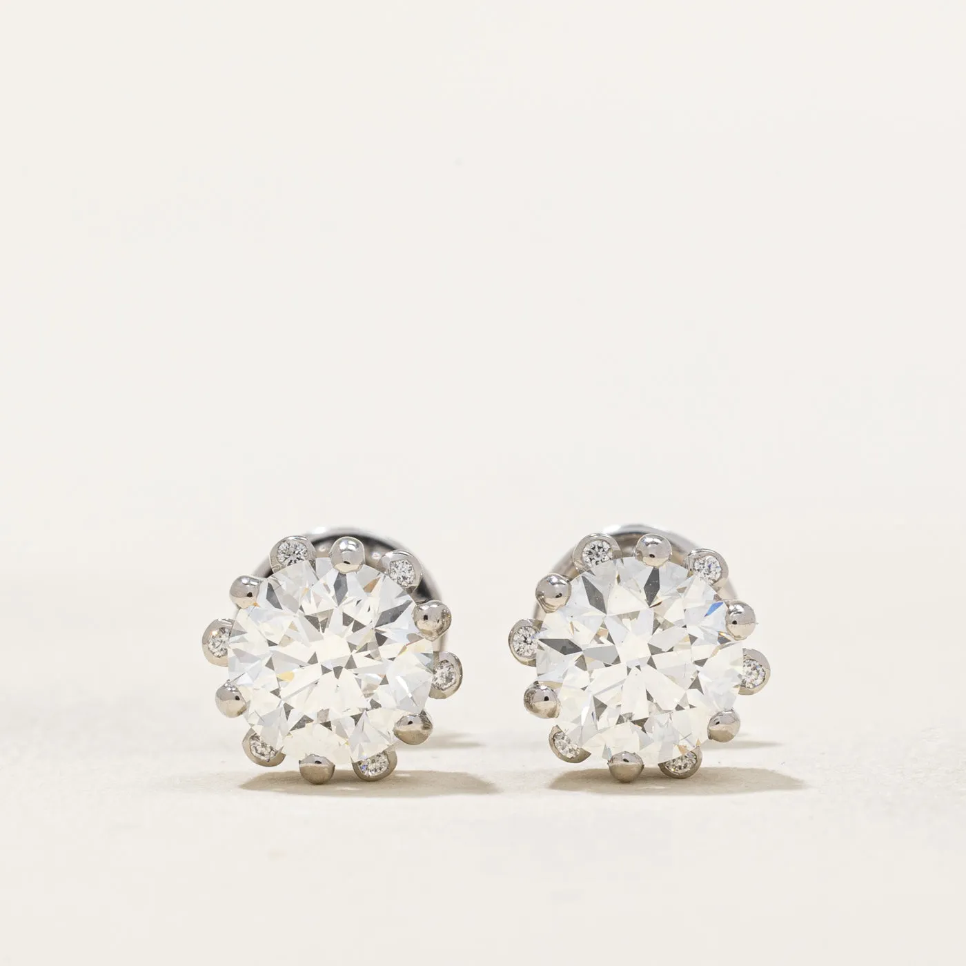 GIA Certified Diamond Stud Earrings | 2.08ctw VVS2 G Ex |