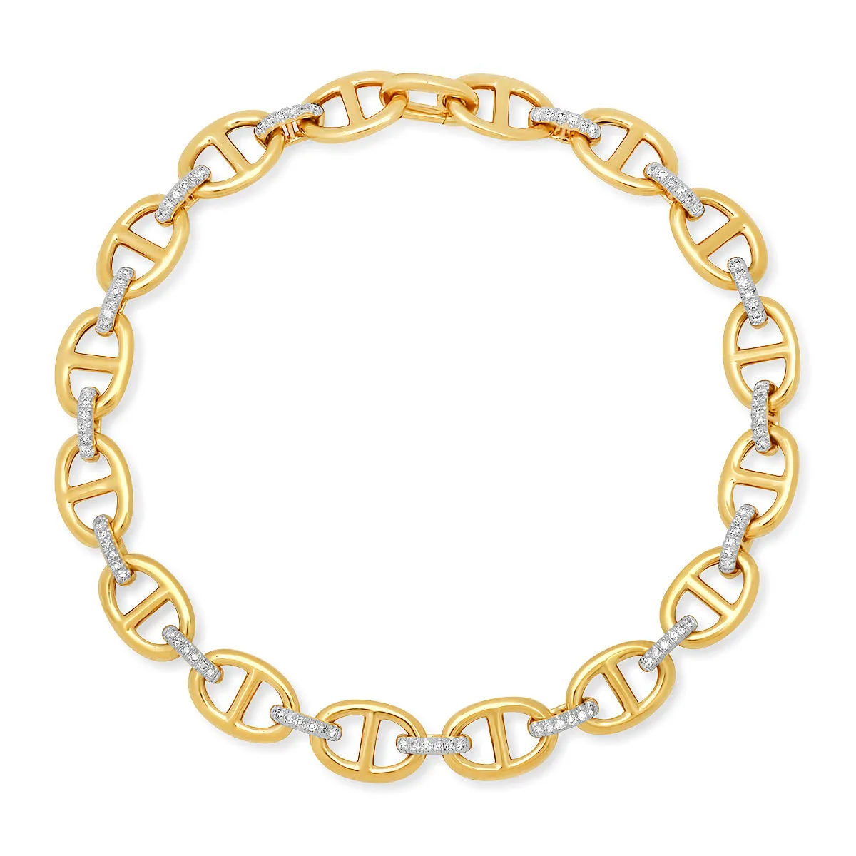 Gold & Diamond Mariner Link Chain Bracelet