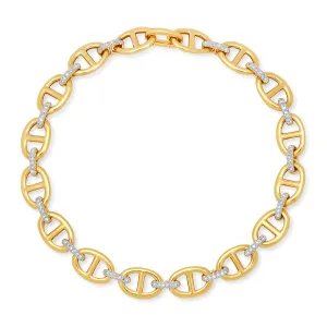 Gold & Diamond Mariner Link Chain Bracelet