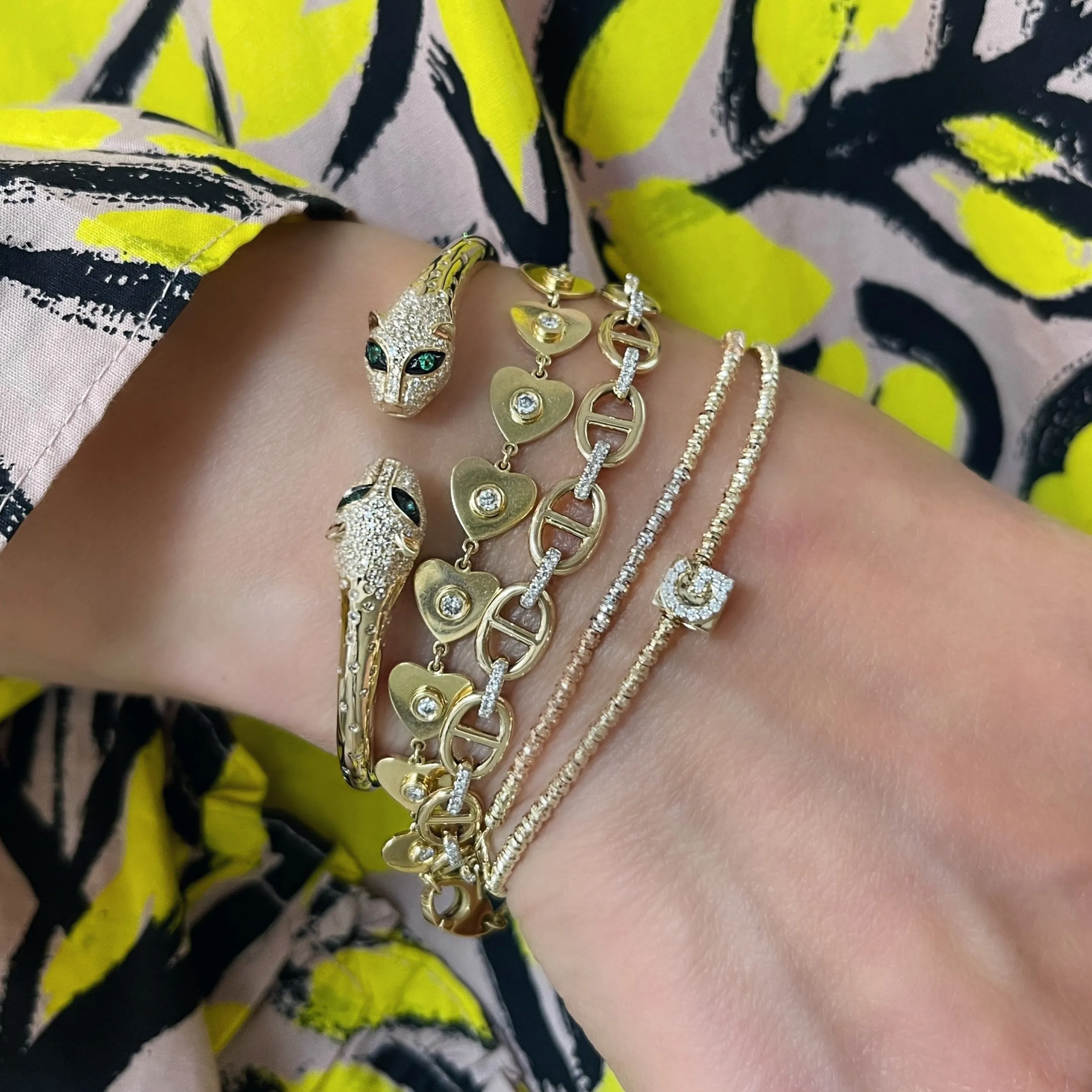 Gold & Diamond Mariner Link Chain Bracelet