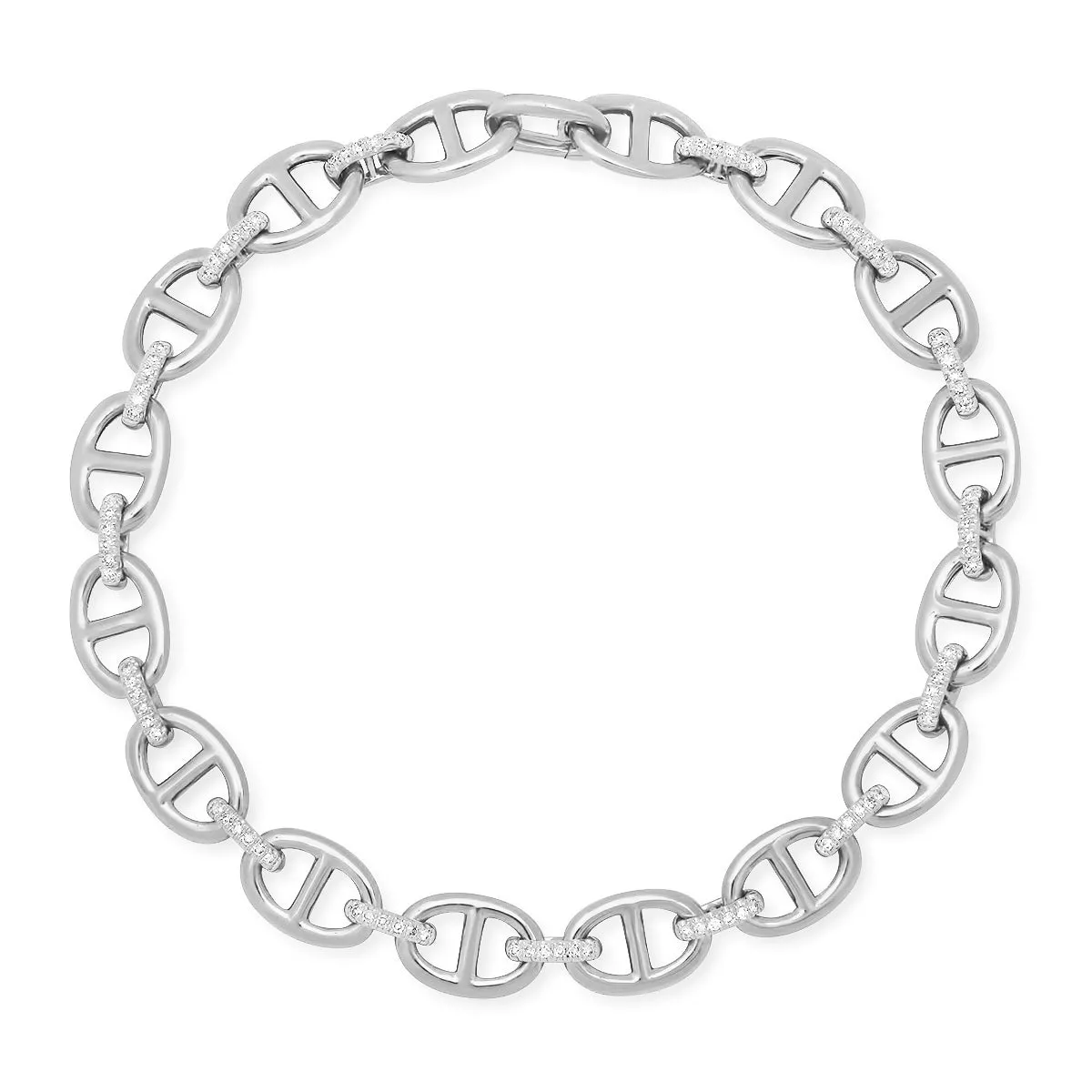 Gold & Diamond Mariner Link Chain Bracelet