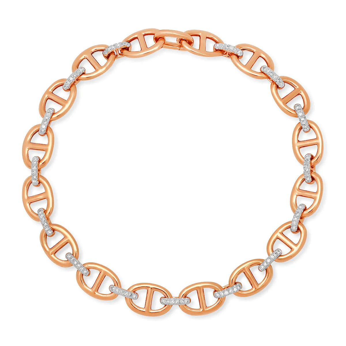 Gold & Diamond Mariner Link Chain Bracelet