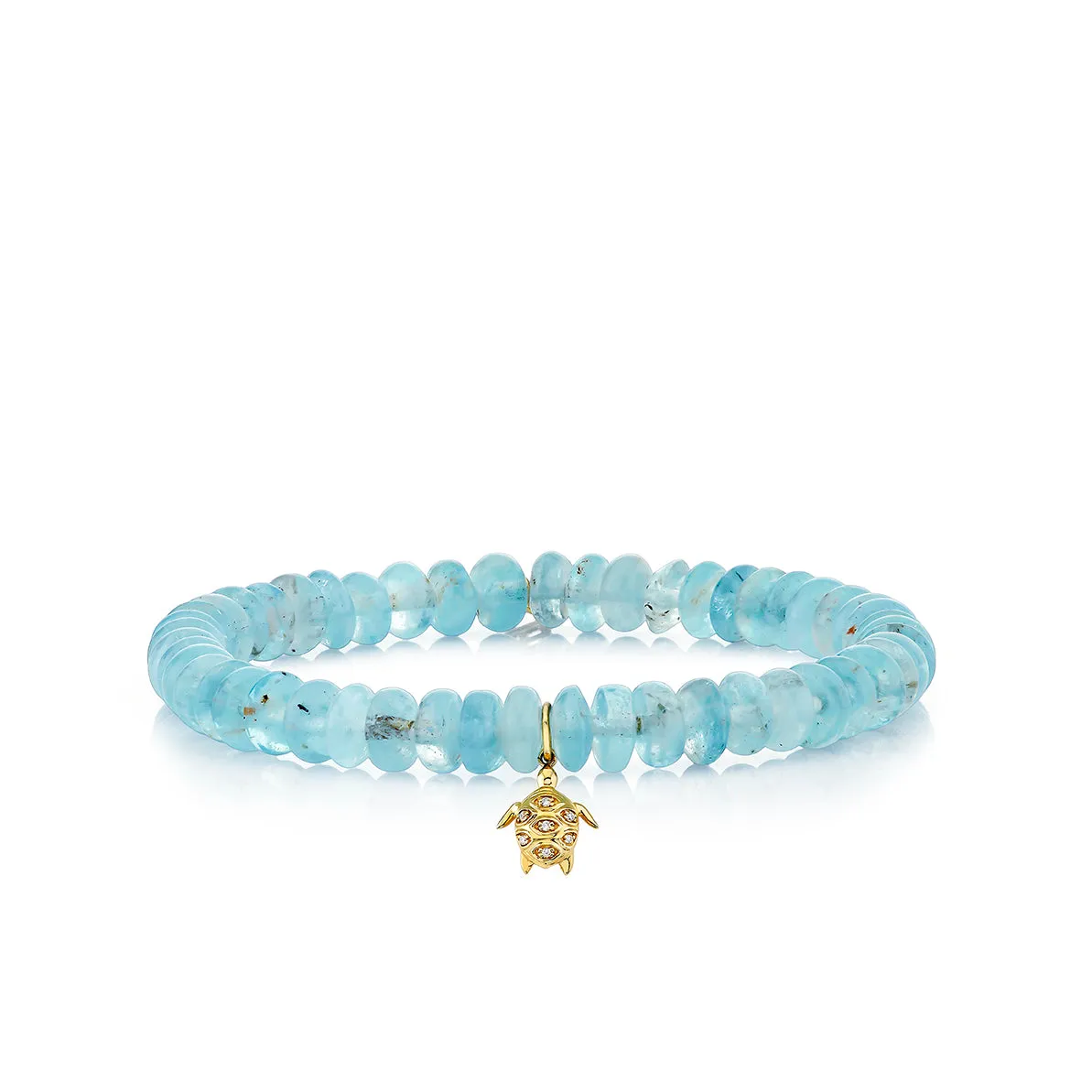 Gold & Diamond Small Turtle on Aquamarine