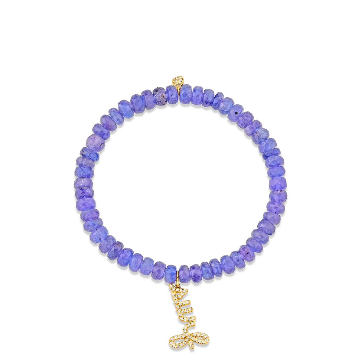 Gold & Diamond Surf Script on Tanzanite
