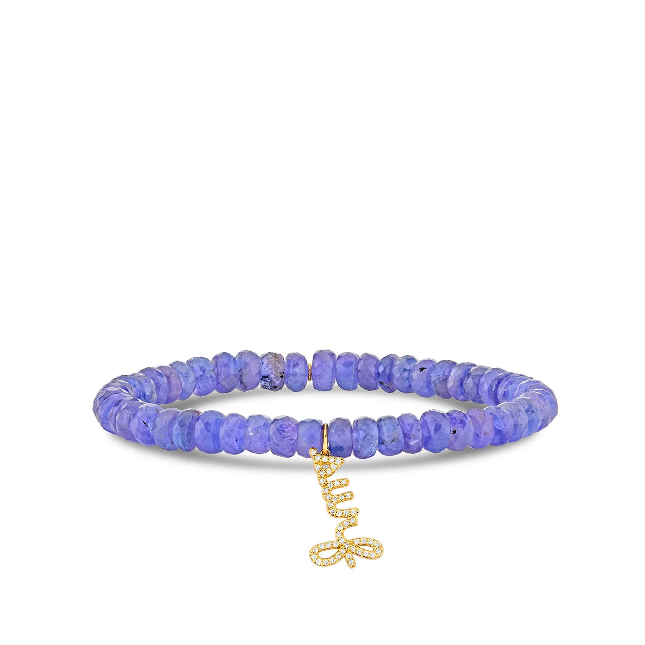Gold & Diamond Surf Script on Tanzanite