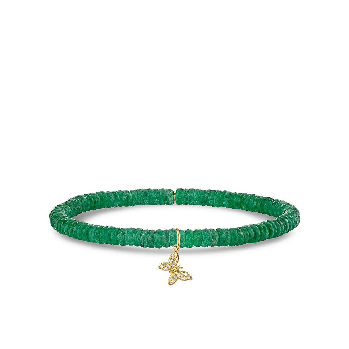 Gold & Diamond Tiny Butterfly on Aventurine