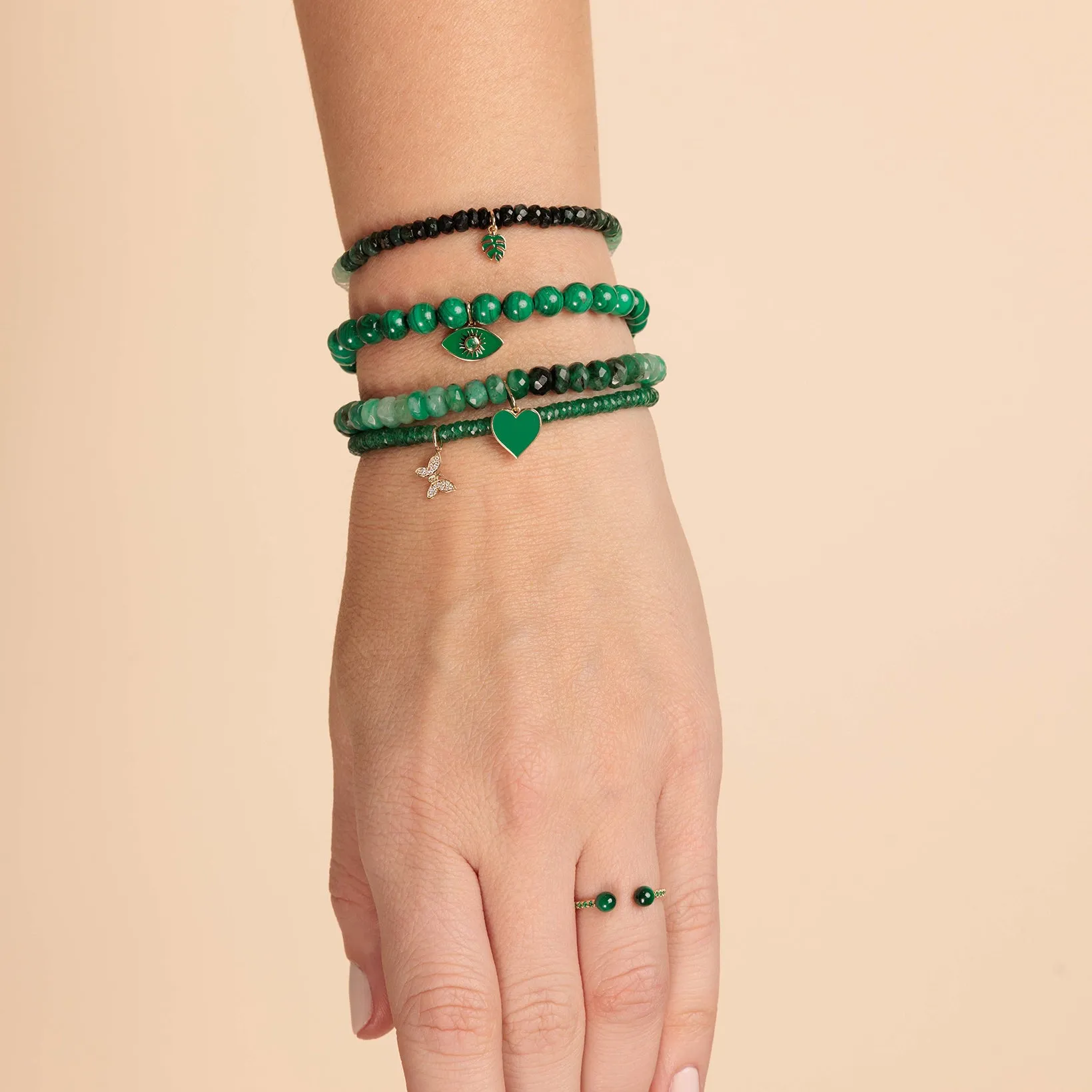 Gold & Diamond Tiny Butterfly on Aventurine