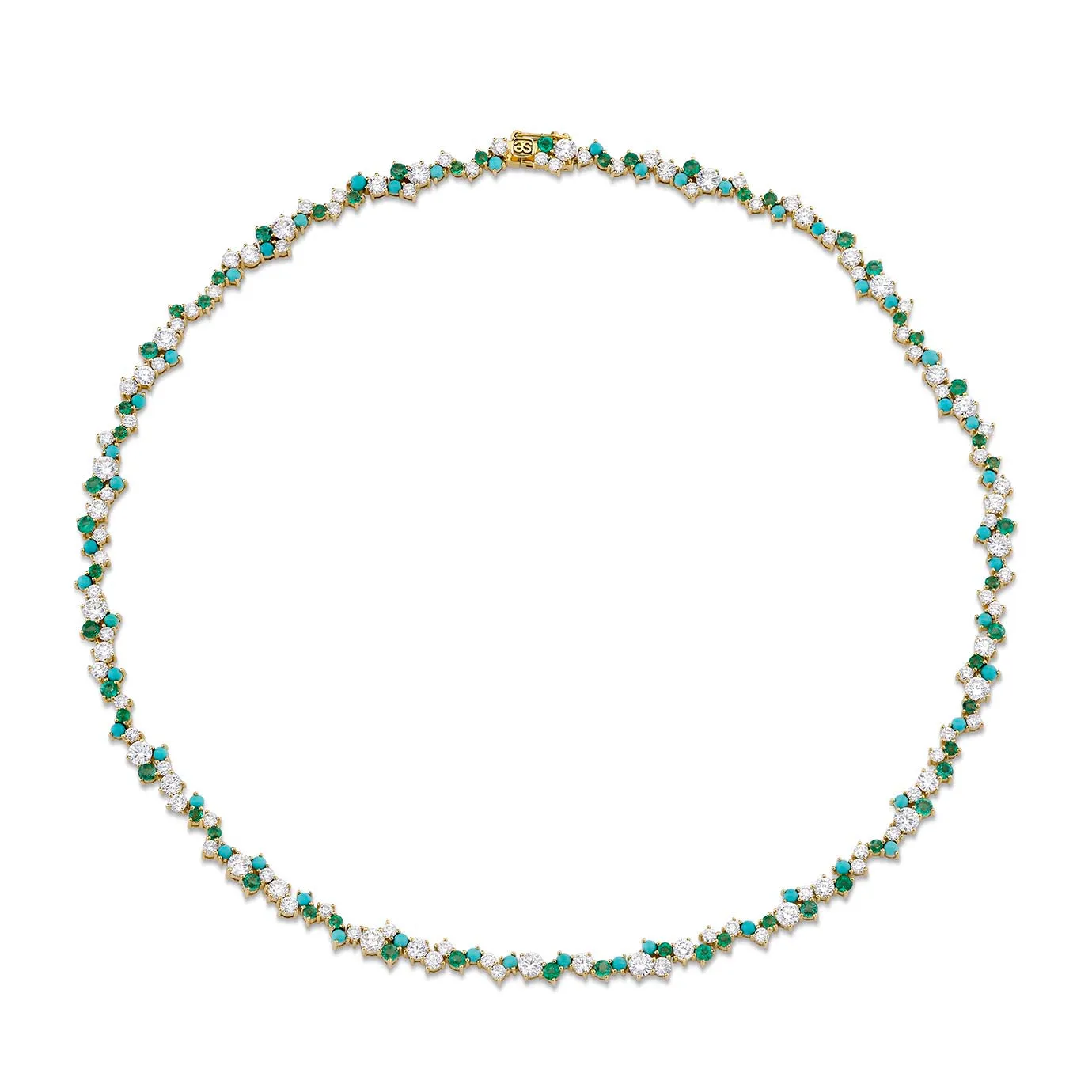 Gold & Diamond Tri Stone Cocktail Eternity Necklace