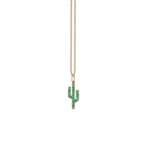 Gold & Emerald Cactus Charm