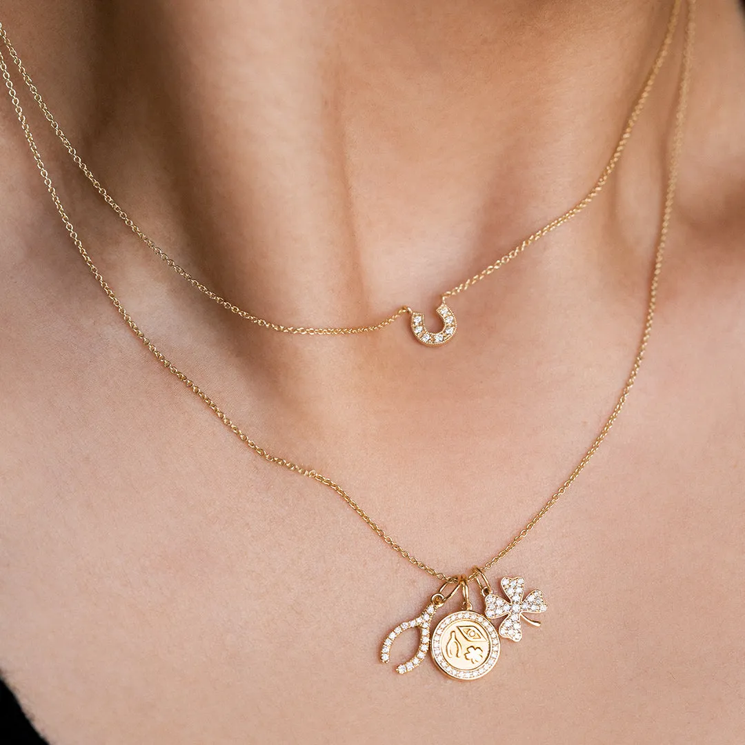 Gold & Emerald Small Clover Charm