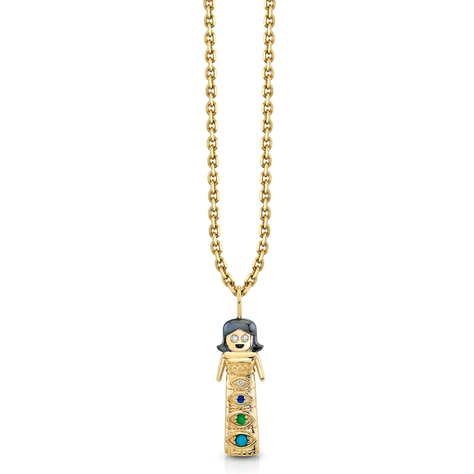 Gold & Multicolor Gemstone Large Maria Doll Charm