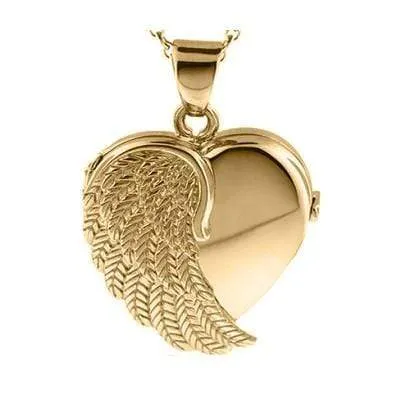 Gold Angel Wing Locket Urn (10K)